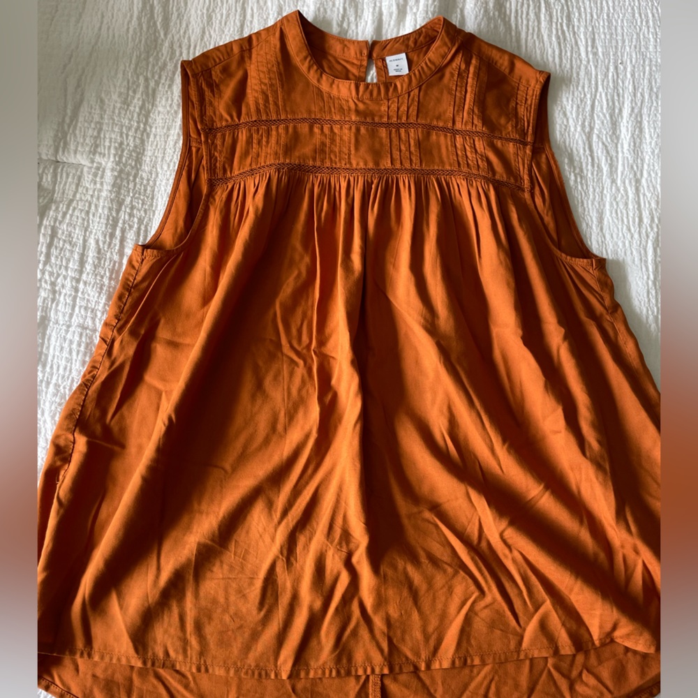 High neck burnt orange tank top